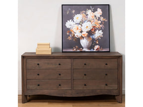 Mabel Dark Brown 6 Drawer Dresser - Ornate Home