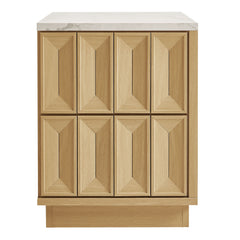 Mabry Oak 23 Inch Geometric Faceted Two Drawer Nightstand - Ornate Home