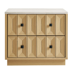 Mabry Oak 23 Inch Geometric Faceted Two Drawer Nightstand - Ornate Home