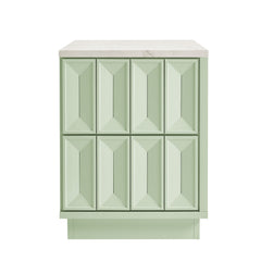 Mabry Sage 23 Inch Geometric Faceted Two Drawer Nightstand - Ornate Home