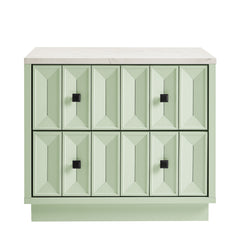 Mabry Sage 23 Inch Geometric Faceted Two Drawer Nightstand - Ornate Home