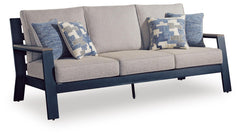 Mabry Shores Navy Blue/Driftwood Outdoor Sofa with Cushion - Ornate Home