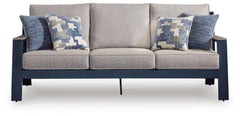 Mabry Shores Navy Blue/Driftwood Outdoor Sofa with Cushion - Ornate Home
