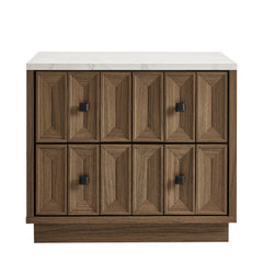 Mabry Walnut 23 Inch Geometric Faceted Two Drawer Nightstand - Ornate Home