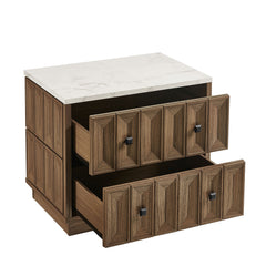 Mabry Walnut 23 Inch Geometric Faceted Two Drawer Nightstand - Ornate Home