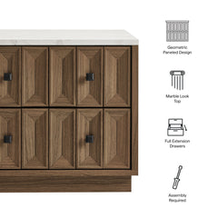 Mabry Walnut 23 Inch Geometric Faceted Two Drawer Nightstand - Ornate Home