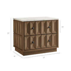 Mabry Walnut 23 Inch Geometric Faceted Two Drawer Nightstand - Ornate Home