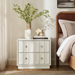Mabry White 23 Inch Geometric Faceted Two Drawer Nightstand - Ornate Home