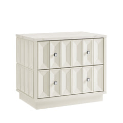 Mabry White 23 Inch Geometric Faceted Two Drawer Nightstand - Ornate Home