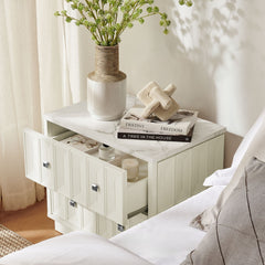 Mabry White 23 Inch Geometric Faceted Two Drawer Nightstand - Ornate Home