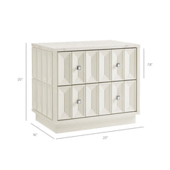 Mabry White 23 Inch Geometric Faceted Two Drawer Nightstand - Ornate Home