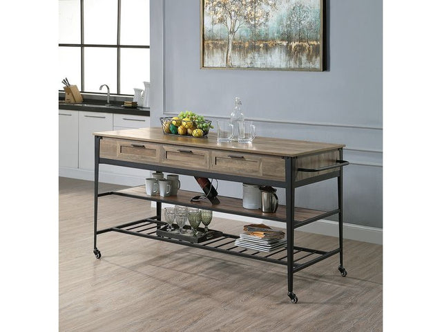 Macaria Oak Kitchen Island - Ornate Home