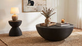 Macedo Black 2-Piece Transitional Round Rattan Coffee And End Table Set - Ornate Home