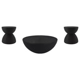 Macedo Black 3-Piece Transitional Round Rattan Coffee And End Table Set - Ornate Home