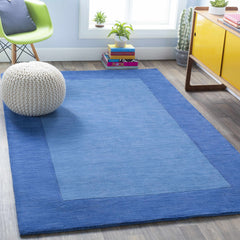 Macedon Blue Bordered Wool Rug - Ornate Home