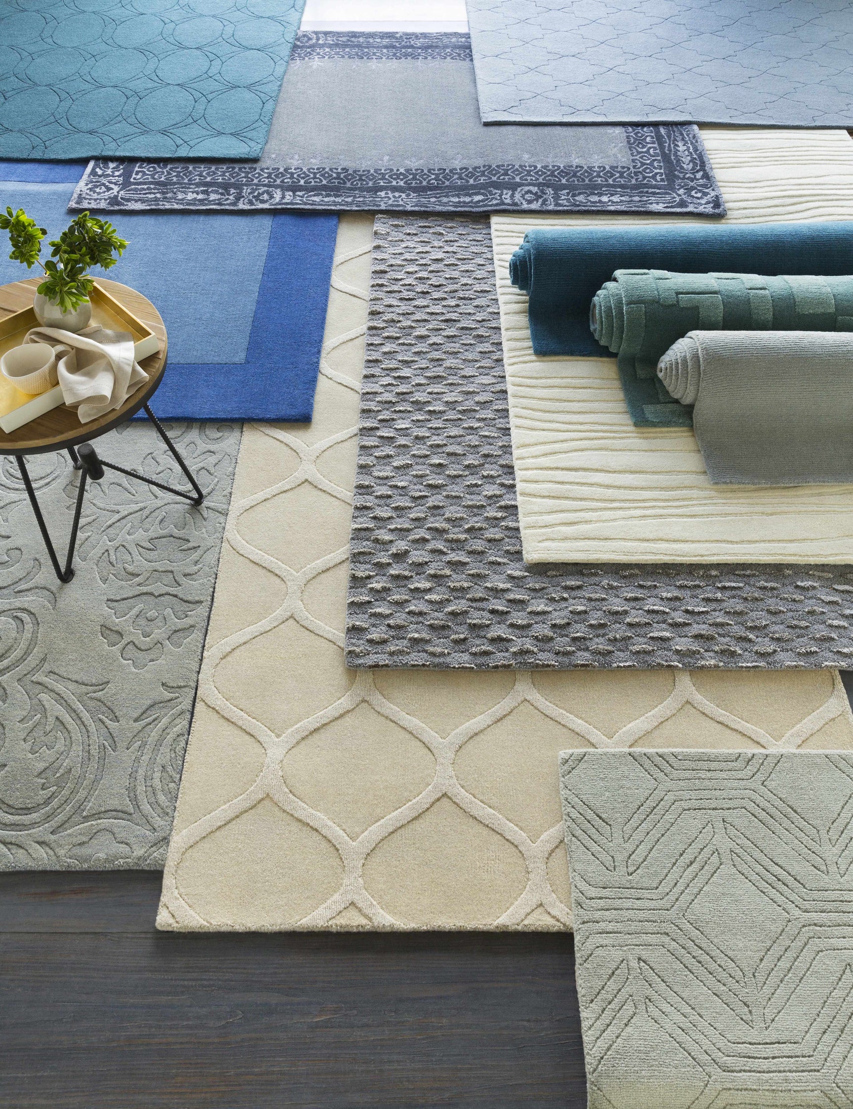 Macedon Blue Bordered Wool Rug - Ornate Home