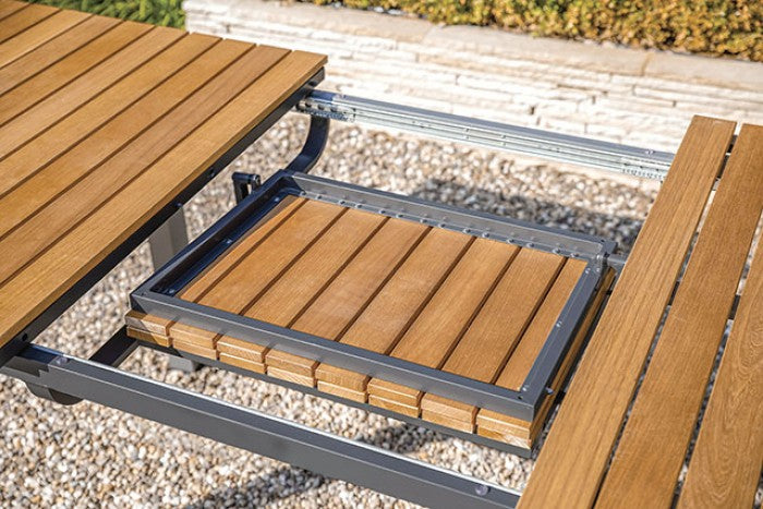 Mackay Beige/Natural Teak 7 Piece Patio Dining Set - Ornate Home