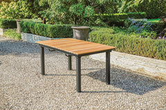 Mackay Gun Metal/Beige/Natural Teak 7 Pc. Patio Dining Set w/ 2 Ottomans - Ornate Home