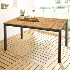 Mackay Gun Metal/Natural Teak 5 Piece Patio Dining Set - Ornate Home