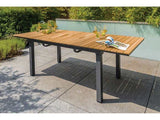 Mackay Gun Metal & Natural Teak Outdoor Dining Table w/ Butterfly Leaf - Ornate Home