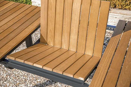 Mackay Gun Metal & Natural Teak Outdoor Dining Table w/ Butterfly Leaf - Ornate Home