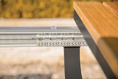 Mackay Gun Metal & Natural Teak Outdoor Dining Table w/ Butterfly Leaf - Ornate Home
