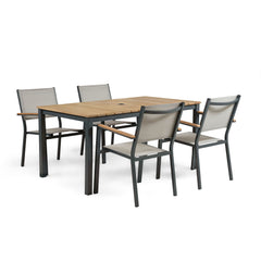 Mackay Gun Metal/Natural Teak Patio Dining Table - Ornate Home