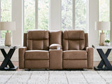 Mackmenville Caramel Reclining Loveseat with Console (Online Special Price) - Ornate Home