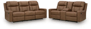 Mackmenville Caramel Reclining Sofa and Loveseat - Ornate Home