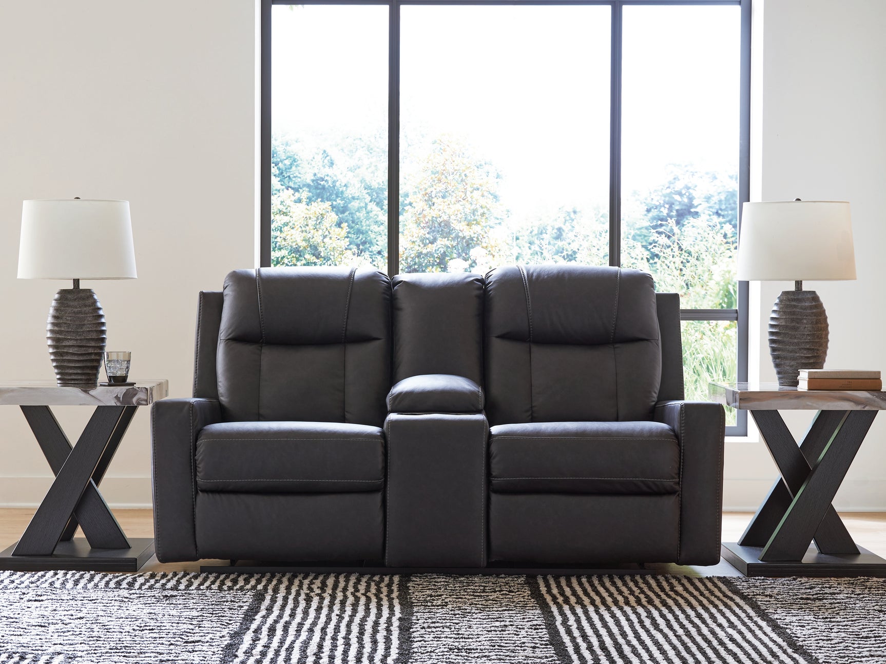 Mackmenville Carbon Reclining Loveseat with Console (Online Special Price) - Ornate Home