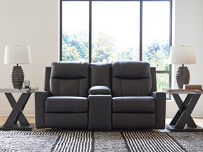 Mackmenville Carbon Reclining Loveseat with Console (Online Special Price) - Ornate Home