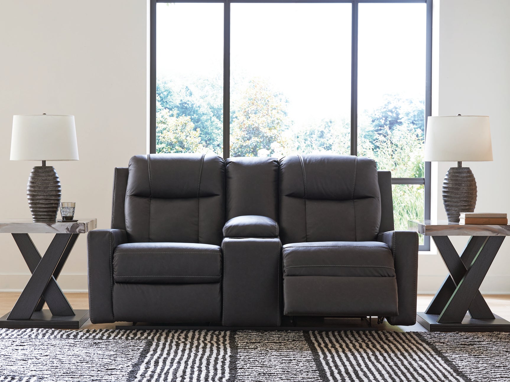 Mackmenville Carbon Reclining Loveseat with Console (Online Special Price) - Ornate Home