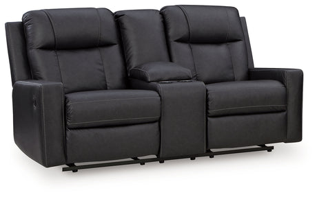 Mackmenville Carbon Reclining Loveseat with Console - Ornate Home