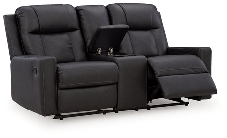 Mackmenville Carbon Reclining Loveseat with Console - Ornate Home