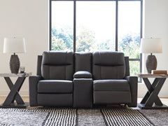 Mackmenville Carbon Reclining Loveseat with Console - Ornate Home