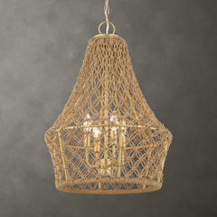 Macrame Gold 4 Light Rope Pendant - Ornate Home