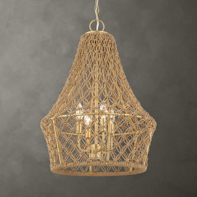 Macrame Gold 4 Light Rope Pendant - Ornate Home