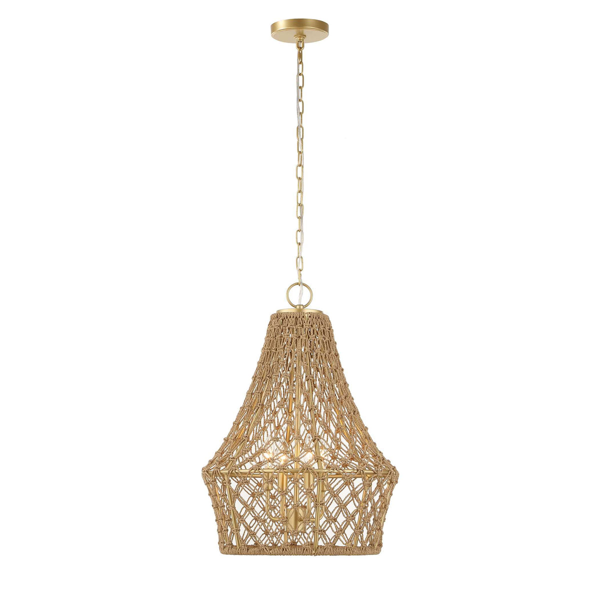 Macrame Gold 4 Light Rope Pendant - Ornate Home