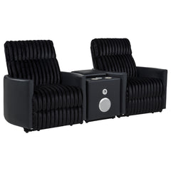 Madden Black 3-Piece Corduroy Upholstered Manual Theater Seating