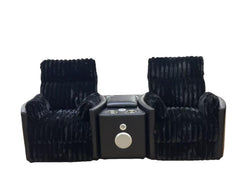 Madden Black Corduroy Upholstered Pillow Arm Manual Recliner - Ornate Home