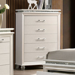 Maddie Pearl White/White 5 Pc. Queen Bedroom Set w/ Chest - Ornate Home