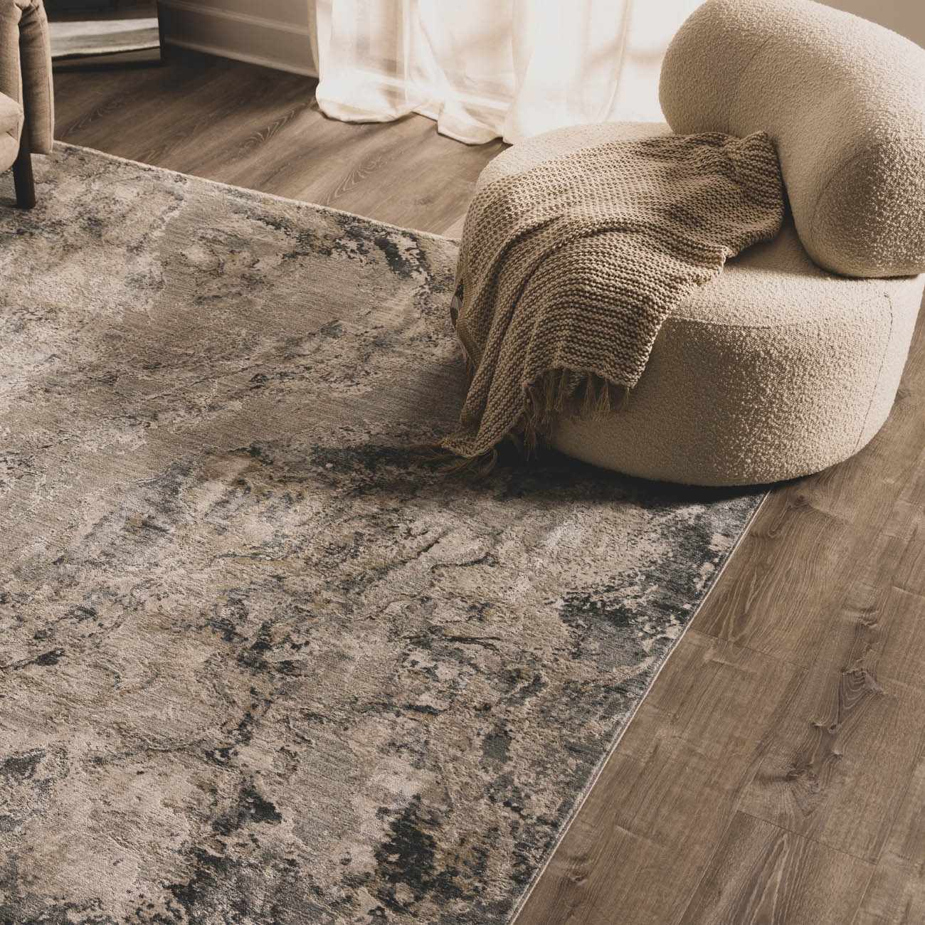Maddington Gray Marble Thick Luxe Rug - Ornate Home