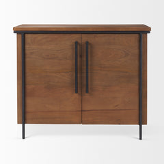 Maddox Brown/Black Solid Wood Metal 2 Door Accent Cabinet - Ornate Home