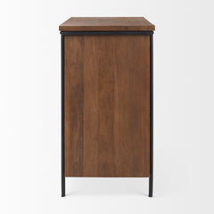 Maddox Brown/Black Solid Wood Metal 2 Door Accent Cabinet - Ornate Home