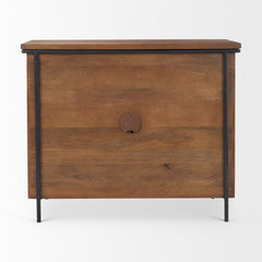 Maddox Brown/Black Solid Wood Metal 2 Door Accent Cabinet - Ornate Home