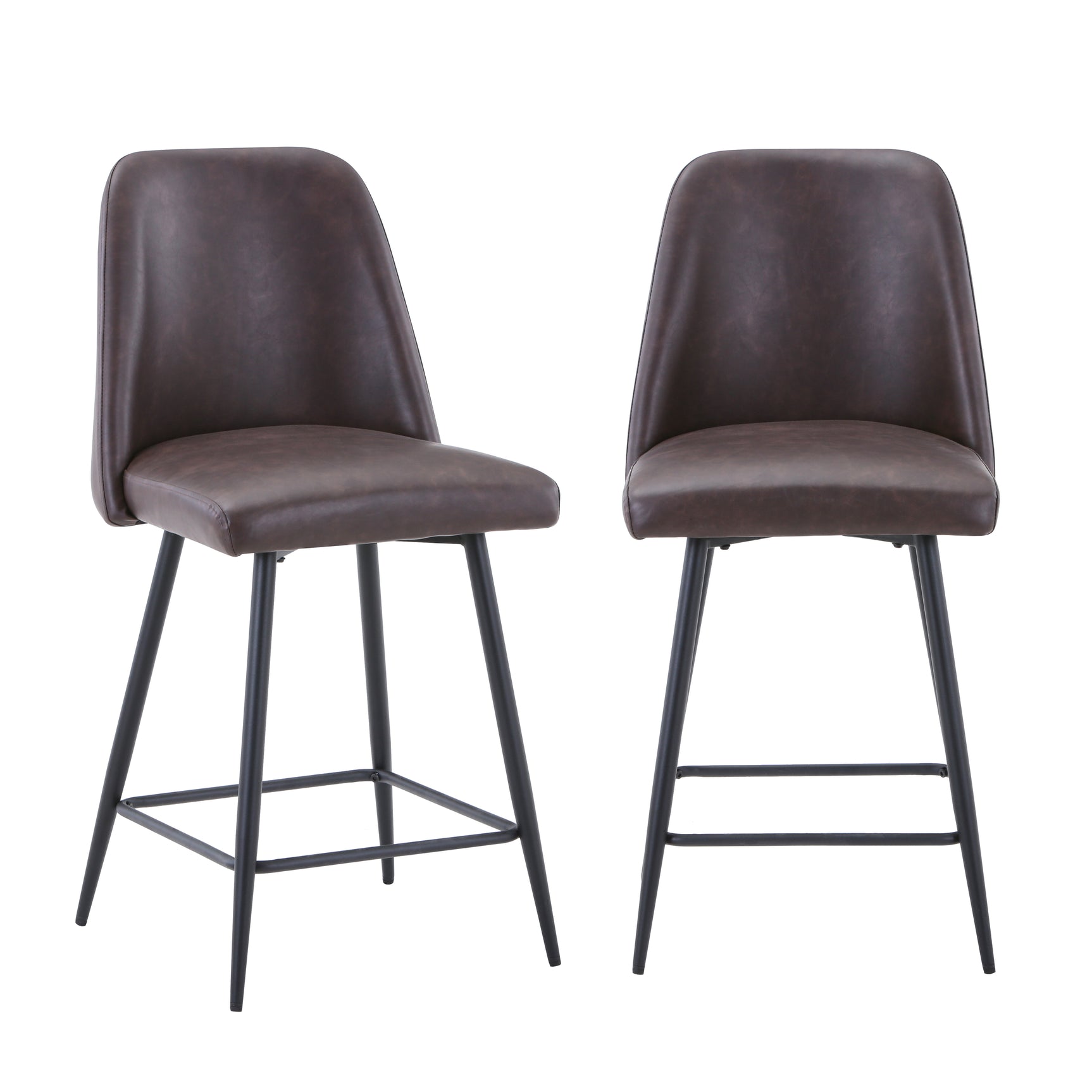 Maddox Dark Brown Uph Stool (Set of 2) - Ornate Home