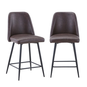 Maddox Dark Brown Uph Stool (Set of 2) - Ornate Home