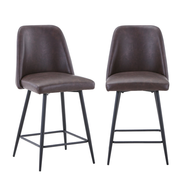 Maddox Dark Brown Uph Stool (Set of 2) - Ornate Home