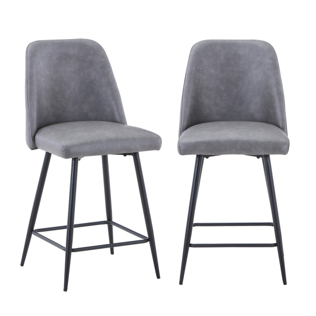 Maddox Grey Uph Stool (Set of 2) - Ornate Home