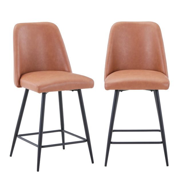 Maddox Light Brown Uph Stool (Set of 2) - Ornate Home